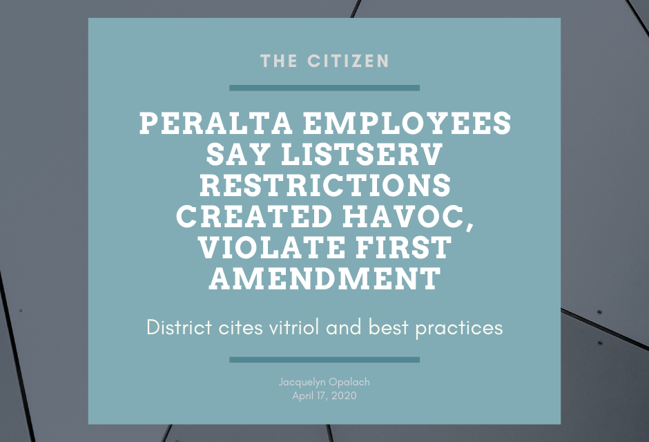 Peralta employees say listserv restrictions created havoc, violate First Amendment